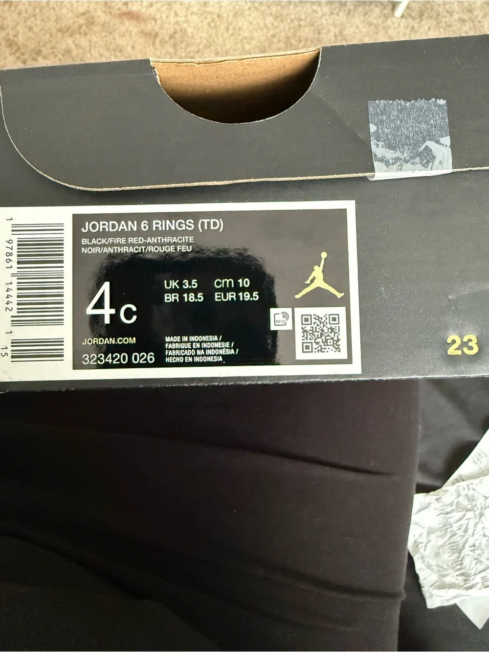 Jordan Kids' Black Patent High-Top Sneakers with Red Accent